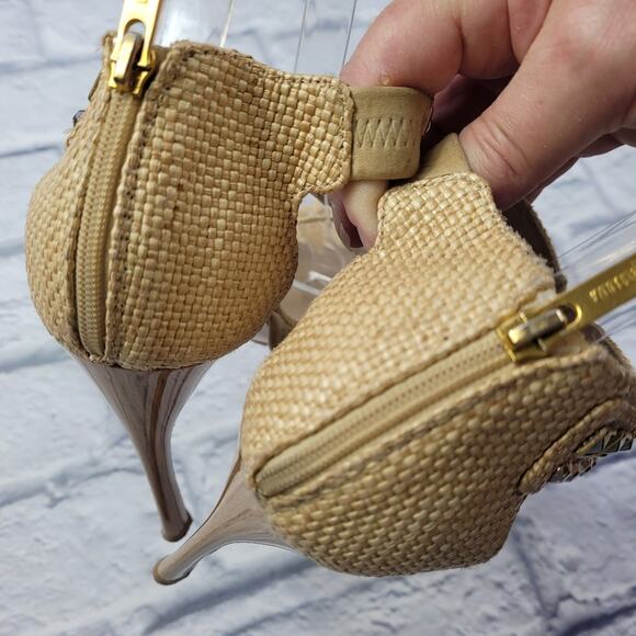 Le Silla Crystal Embellished Cross Strap Woven Heels size 39 - Picture 11 of 16